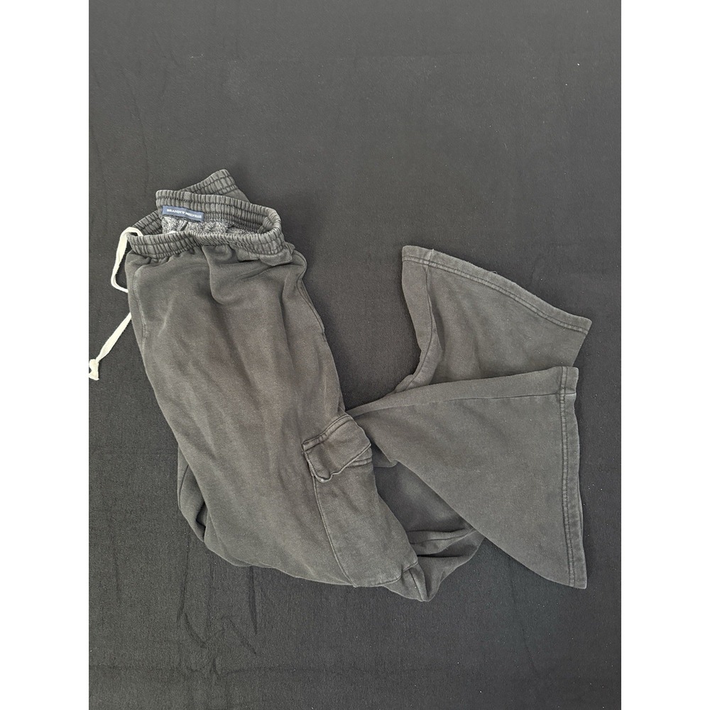Brandy Melville Charcoal Gray Wash Fleece Cargo Sweatpants Drawstring One Size